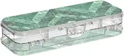 [Amooorous] Green Designed Clear Pencil Box Double Layer Pens Case Hard For Craft Art With Lid