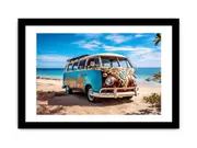 Campervan @ Beach Framed Print