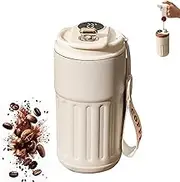 Led Temperature Display Coffee Mug Stainless Steel Thermos,Tealier Smart Coffee Thermos,450ml Coffee Thermos with Temperature Display,Touch Screen with Lid Keep Cold Warm,Easy to Clean (White)