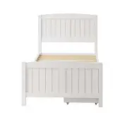 NNEED Wooden Bed Frame Single Size with Trundle Drawers White