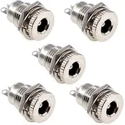Oiyagai 5pcs DC-099 Female 5.5 x 2.1mm Panel Mounting 30V 10A DC Power Jack Socket Connector,Threaded Female Panel Mount Connector Adapter