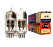PAIR 19J6 Dual Triode Tubes RCA NOS Angled []-Getter Millett Starving Student