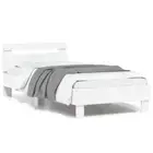 RGB LED Lights Bed Frame Wooden Mattress Base White Single Size 90x190cm