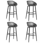 4x Grey Bar Stools Set Kitchen Dining Counter Chairs Barstool Modern