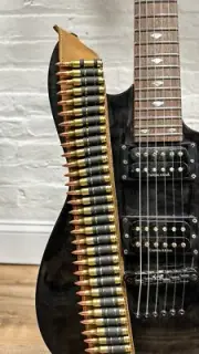 Brass Bullet 50 Link Guitar Strap Tan Genuine Leather Punk Rock Thrash USA Made