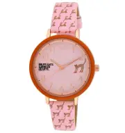 Bouffants & Broken Hearts Women's Round Case Vegan Leather Strap Watch