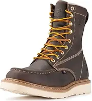 [SUREWAY] 8” Wedge Moc Toe Work Boots for Men - Soft Toe, Premium Full-Grain Leather, Safety Work Boots/Shoes, Comfort Insole, Superior Oil/Slip Resistant, Real Goodyear, EH Rated Industrial