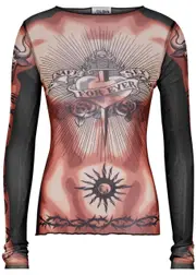 Jean Paul Gaultier Safe Sex Tattoo Printed Tulle top - Beige - S (UK8-10 / S) S (UK8-10 / S)