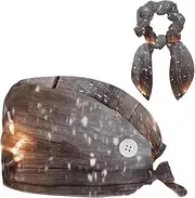 [YTYVAGT] Scrub Caps Women,Scrub Hats Suitable for Women,Christmas Lights Decoration Wood Planks