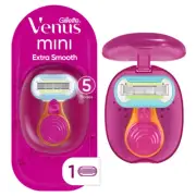 On The Go Women's Razors, 5 Bladed Razor Handle + 1 Blade Refill + 1 Travel Case