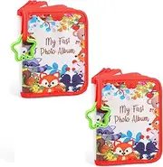 2 PCS Soft Cloth Baby Photo Albums Holds 17 4x6 Photos Safe Cartoon Baby Memory Book Stimulate Baby's Curiosity and Imagination for Newborn Toddler Memories First Family Album Scrapbook (2, red)