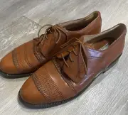 Stanley Blacker Oxford Dress Shoe Handmade Cognac Brown Leather Italy Size 9.5