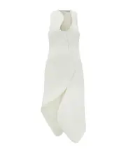 Ferragamo Asymmetric Sleeveless Midi Dress IT40,IT42 Mascarpone