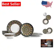 Geometric 12-Piece Melamine Dinnerware Set for Cachet - Family Service for 4