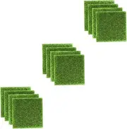 Abaodam 3sets 4pcs Artificial Grass Mat for Patio Decor Fake Turf Grass Tiles for Landscaping Realistic Greenery for Micro Landscape Easy Maintenance 4pcs*3