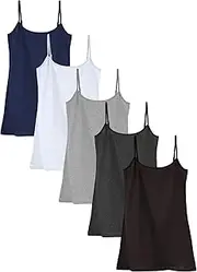 [Sexy Basics] Women's Basic Solid Color Cotton Stretch Camisole Adjustable Spaghetti Strap Tank Top- Multi Packs