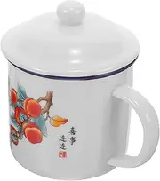 INOOMP Retro Enamel Mug with Lid Reusable Drinking Cup for Coffee Tea Water and Juice for Outdoor Activities and Everyday Use for Home Office and Cafes