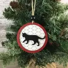 Cat Rustic Farm Christmas Ornament with Laser-Cut Chicken Wire Pattern