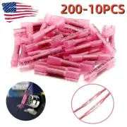 200Pcs 22-18AWG Heat Shrink Butt Wire Terminal Connector Crimp Splice Waterproof