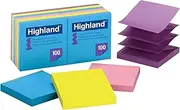 Highland Pop-up Notes, 3 x 3 Inches, Assorted Bright Colors, 12 Pack