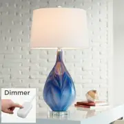 Taylor Modern Table Lamp 29" Tall Blue Art Glass with Dimmer Bedroom Living Room