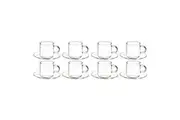 2x 4pc Coffee Culture Odin 90ml Glass Beverage Espresso Cups & Saucers Set Clear