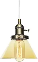 YPDTSNGV Pendant Lights with Switch, Glass Shade Adjustable Lighting, Vintage Bronze Finish Metal Hanging Ceiling Lamps for Kitchen Island Bedroom(B)
