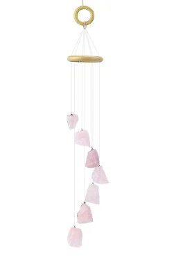 Rose quartz Wind Chime Raw Crystal Stone Windchime Garden Patio Wall Hanging