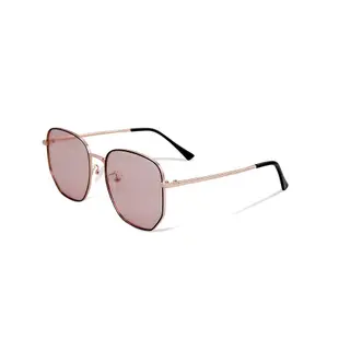 ALEGANT復古幾何裸櫻粉金色方框感光變色偏光太陽眼鏡 UV400太陽眼鏡 全天候適用 奧斯汀的月季薔薇
