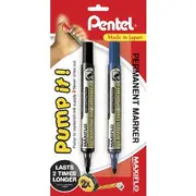 Pentel Maxiflo Permanent Markers Black and Blue 2 Pack