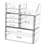 3 Pack Clear Make Up Organizers for Vanity,Stackable 8 8 Drawers-Set of 3