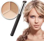 Tricolor Concealer, Manifest Tricolor Concealer, Tri Color Face Concealer Highlight Contour Palette, Tri Color Concealer Pot, Concealer Full Coverage,3 Color Concealer Palette with Brush (2PCS)
