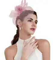 Dodheah Women's Fascinators Tea Party Hat Flower Headwear with Headband and C...