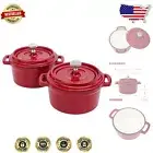 Vibrant Red Mini Cocotte 24 oz - Individual Garlic Roaster and Baking Ramekins