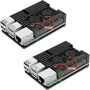 2sets Raspberry 4 Case Armor Metal Case with Dual Fan Aluminium Alloy Fan Heatsink