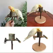 Bird Perch Parrot Standing Bar Natural Wooden Bowl for Small Birds