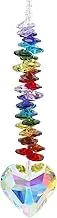 uxcell Hanging Crystal Suncatcher Prism with Heart Ball Beads for Indoor/Outdoor Window Home Car Garden Birthday Party Decor Women, 7-Color