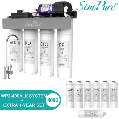 SimPure 400GPD UV Alkaline pH+ Reverse Osmosis Drinking Water System Under Sink