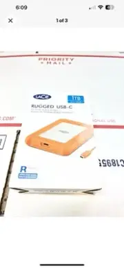 Seagate External Hard HDD Lacie Rugged STFR1000800 Usb-C 1TB Orange