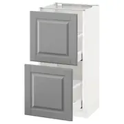 METOD base cabinet with 2 drawers, white Maximera/Bodbyn grey, 40x37x80 cm
