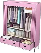 Portable Wardrobe Rack,Canvas Wardrobe Portable Storage Organizer with Hanging Rail Closet Shelves for Clothes and Bags 125x45x168cm