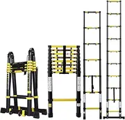 HORUSDY 2.3M Aluminium Telescopic Ladder, Multi-Purpose Step Ladder Heavy Duty Extendable Non Slip for Loft Roof Home Office (2.3M Telescopic Ladder)