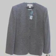 NWT RENA ROWAN Blazer Black & White Lined Wool & Nylon & Polyester Women - Sz 8