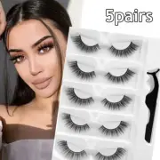 5 Pairs Fake Eyelashes Long Thick Natural False Eye Lashes Set Mink Makeup DO