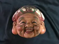在飛比找Yahoo!奇摩拍賣優惠-日本老件陶瓷財神面具