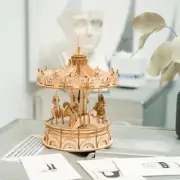 Robotime Self Assemble 3D Classical Wooden Puzzle Laser Cut Merry Go Round Model