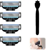 Rumgug Men's Wet Razor with 3 Triple Blade Cartridges, Moisturising Strip, Ergonomic Handle, Sensitive Skin, Stainless Steel