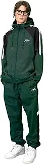 [FILA] Fira Jersey Top and Bottom Set, Nylon, Fitness, Training Wear, Track Jacket, Running Wear, Color Scheme, Big Silhouette, Long Sleeve, Shakashaka Jersey, Green, L