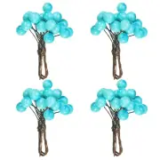 40 Pcs 10mm Artificial Berry Artificial Holly Berries with Wire Stems Blue