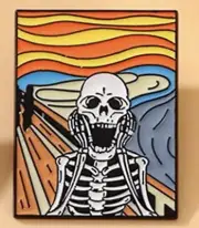 Van Gogh Skull ~ Enamel Pin Brooch. Abstract art heavy metal.
